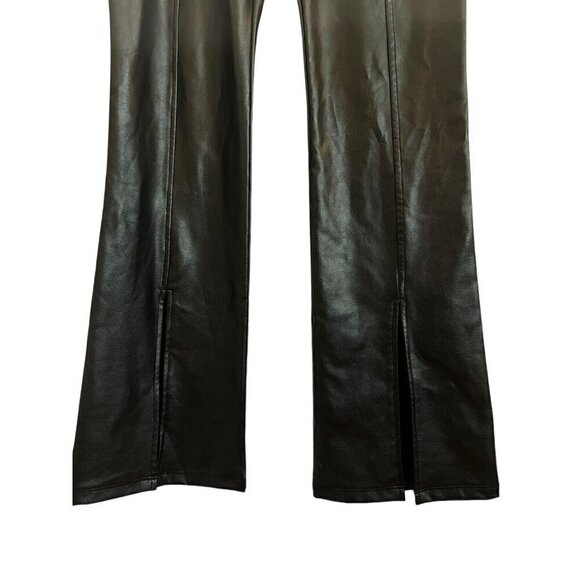Wild Fable S Black Faux Leather High Rise Flare Slit Pants Goth Biker Costume - Picture 7 of 14